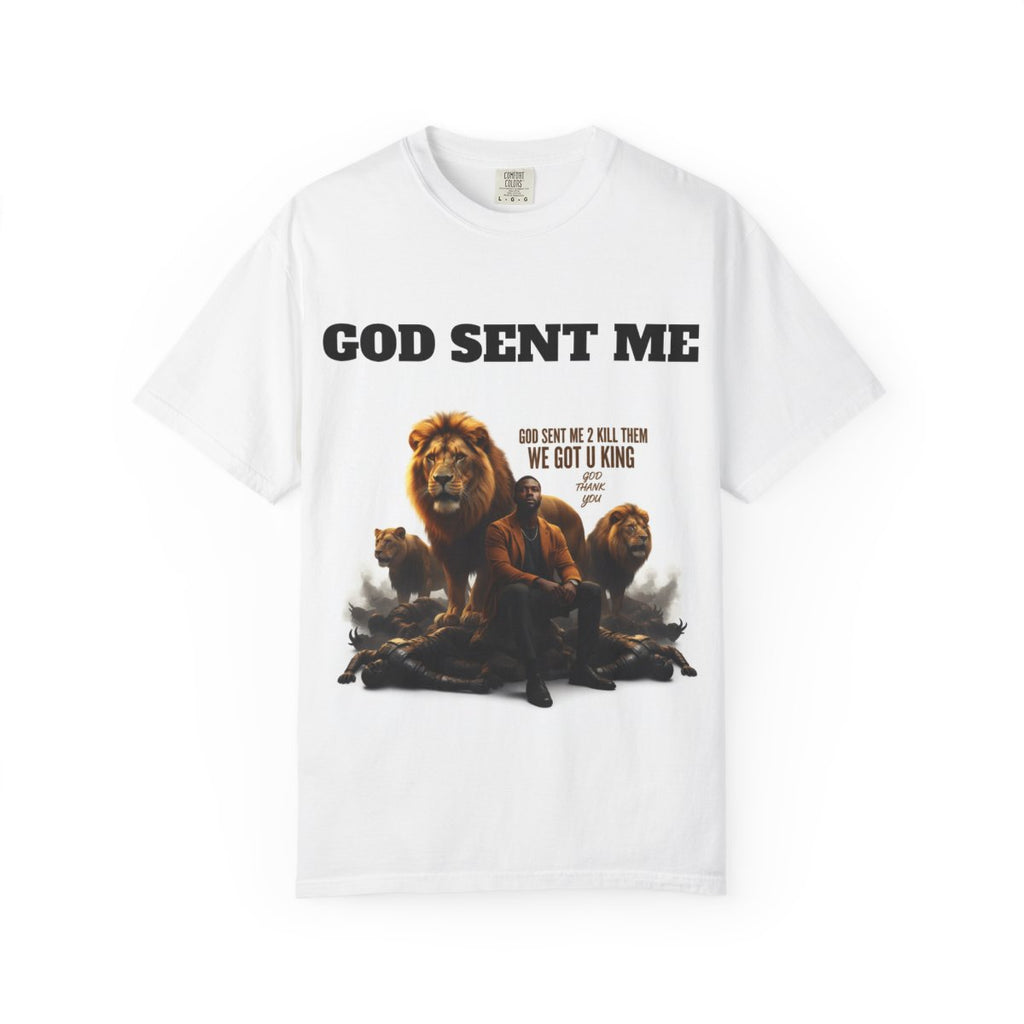 God Sent Me lion graphic T-Shirt | For U King back print